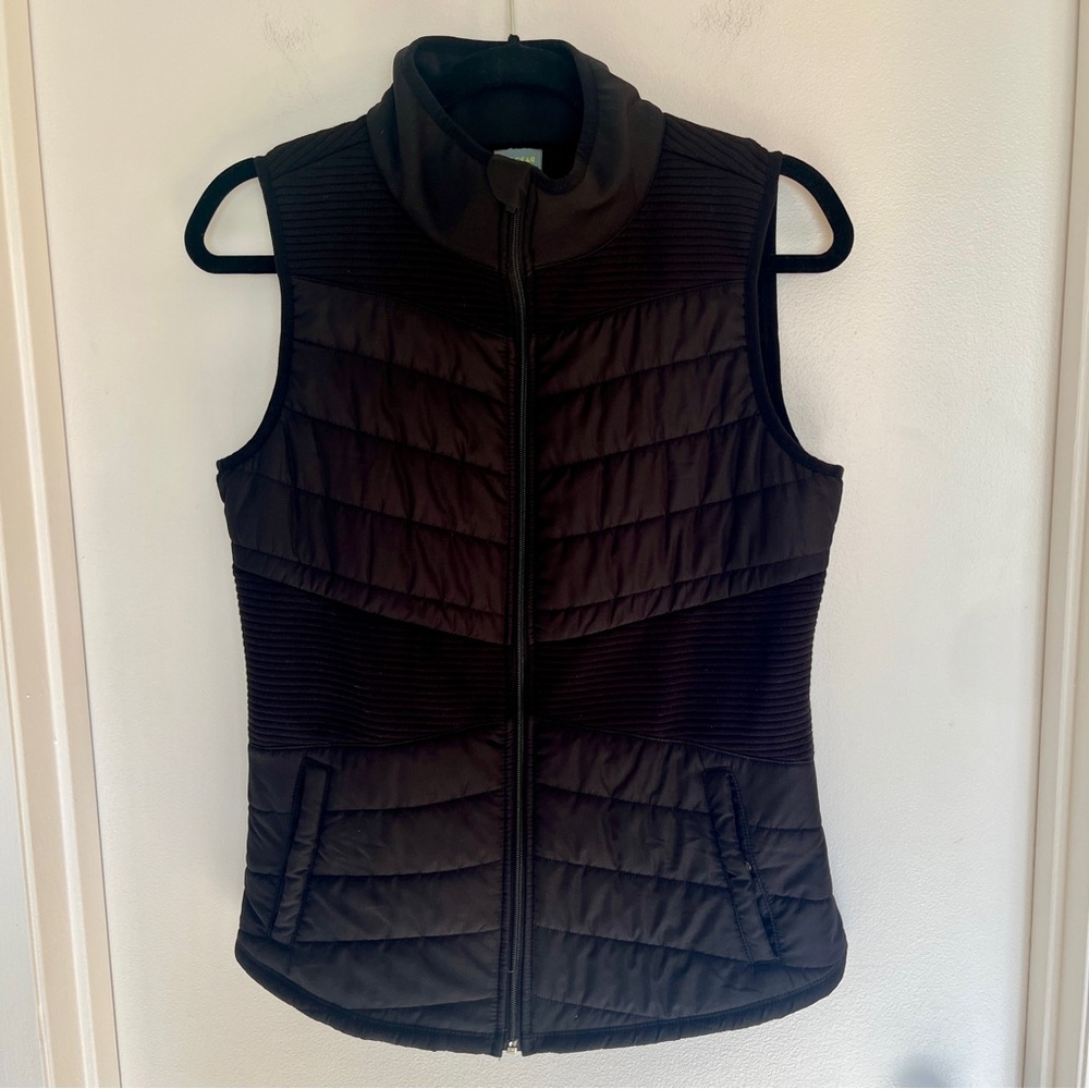 Tek Gear Black Fleece Vest, Knit Sleeves, Outerwear Fall, M
